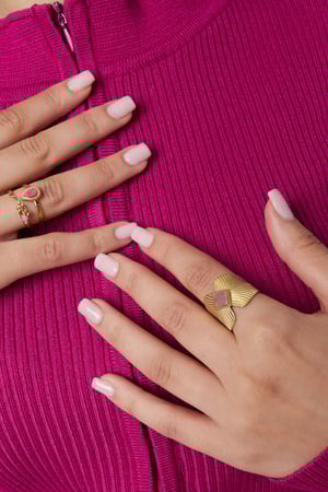 Ring leaves with diamond stone - Gold color/green h5 Picture2