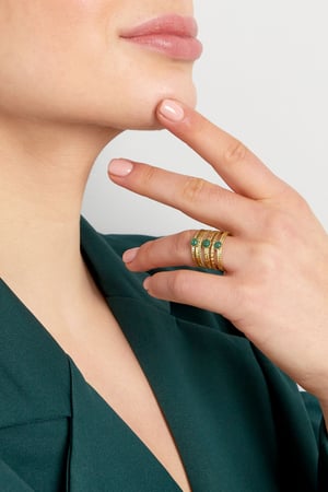 Ring three-layer stone - Gold color/green h5 Picture6