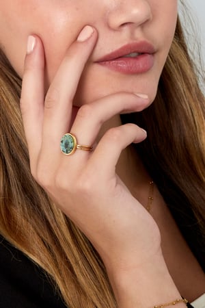 Ring round stone - Gold color/green h5 Picture2