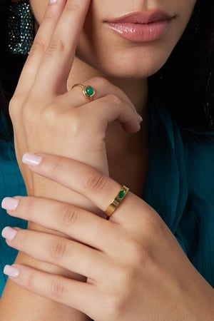 Anello punto colorato - Colore oro/verde h5 Immagine2