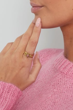 Ring stone with decoration - Gold color/green h5 Picture3