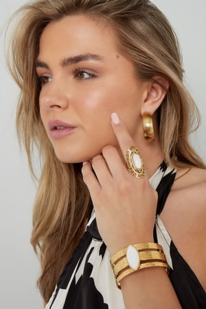 Statement-Ring großer Stein – Goldfarbe - Goldfarbefarbe h5 Bild3