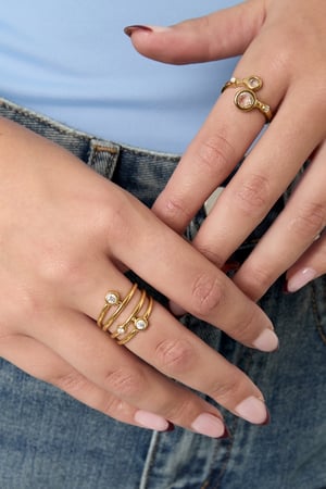 Stainless Steel Statement Rings lines Casual Daily Simple Series Women's jewelry h5 Picture2