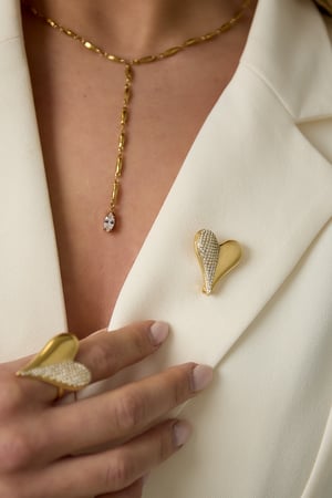 Heart-shaped brooch with stones h5 Picture3