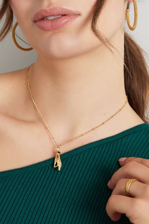 Halskette Handanhänger mit Stein – Goldfarbe/Lila h5 Bild3