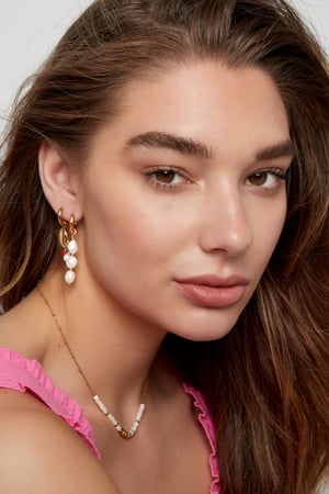 Pendientes perla fiesta - Color dorado Acero inoxidable h5 Imagen2