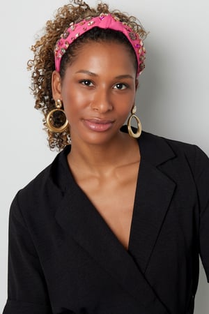 creoli con perle di vetro - acciaio inossidabile colore oro h5 Immagine3