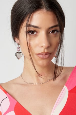 Earrings heart with stone - Gold color/blue Stainless Steel h5 Picture4