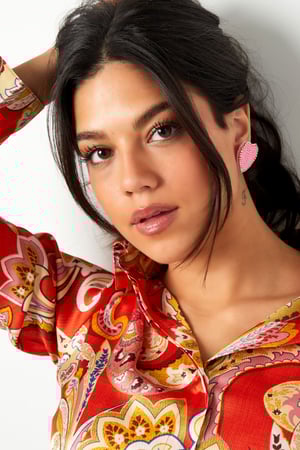 Pendientes de abalorios corazón con pedrería Rosa Glass h5 Imagen2