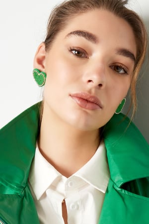 Pendientes de abalorios corazón con pedrería Rosa Glass h5 Imagen3