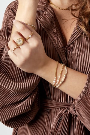 Bracelet beads - green/blue Turquoise & Gold Color Stainless Steel h5 Picture3