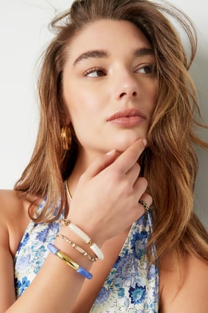 Bracelet beads - green/blue Turquoise & Gold Color Stainless Steel h5 Picture2