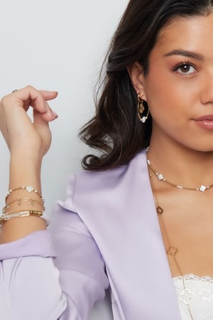 Beaded bracelet clover - Natural stones collection Gold Color Hematite h5 Picture4