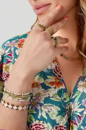 Bracelet bead mix - pink & Gold Color Stainless Steel h5 Picture3