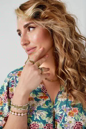 Bracelet bead mix - pink & Gold Color Stainless Steel h5 Picture2