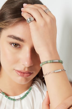 Link bracelet beads - Gold Color/green Green & Gold Stainless Steel h5 Picture2