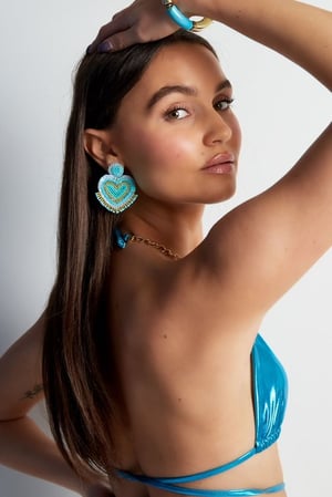 Perlenohrringe Herz mit Fransen - rosa Glasperlen h5 Bild2