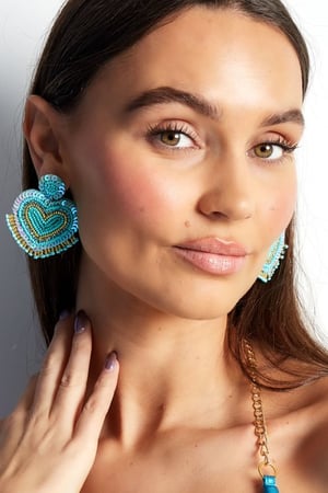 Perlenohrringe Herz mit Fransen - rosa Glasperlen h5 Bild3