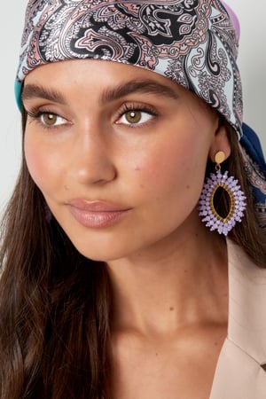 Earring oval crystal beads - pink stainless steel h5 Picture4