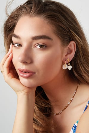 Ohrringe Perlenblume - Goldfarbe Edelstahl h5 Bild4