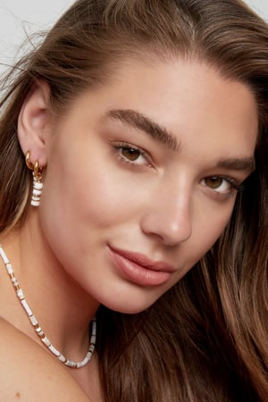 Earrings flat beads - Gold Color Stainless Steel h5 Picture2