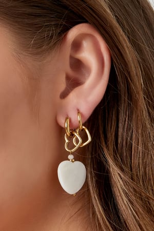 orecchini 2 volte cuore - acciaio inossidabile color colore oro h5 Immagine3