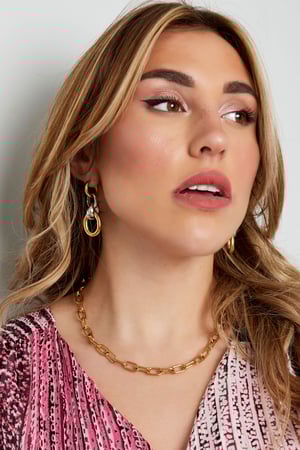 Earrings four links - silver/Gold color h5 Picture2