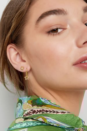 Earrings elongated with star - silver color Stainless Steel h5 Picture3