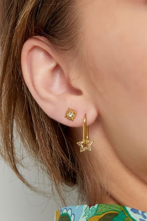 Earrings elongated with star - silver color Stainless Steel h5 Picture4