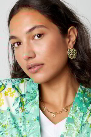 Earrings mandela with green stones - Silver Color color h5 Picture2