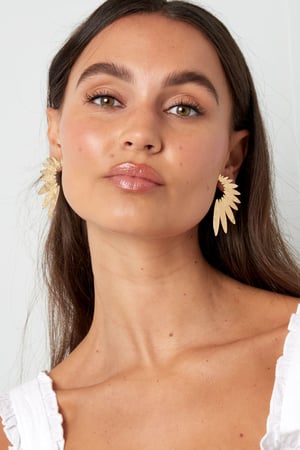 Statement earrings studs half flower - silver color Copper h5 Picture4