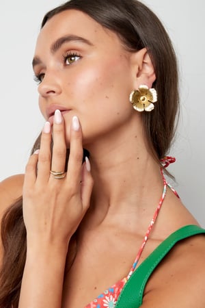 Flower stud earrings - silver color Alloy h5 Picture2