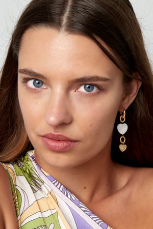 Earrings different hearts - Silver Color color h5 Picture2