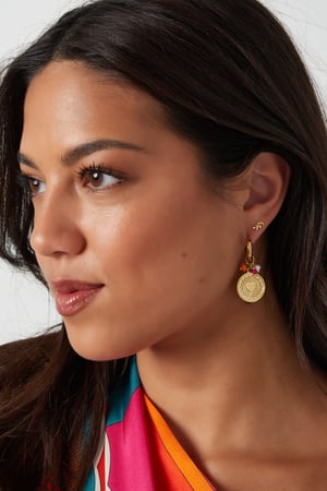 Ohrringe runde Münze mit Verzierung – Goldfarbe - Goldfarbefarbe h5 Bild4