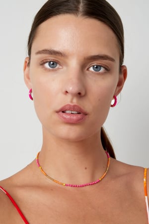Creoles colored with stone - Gold color/blue h5 Picture4