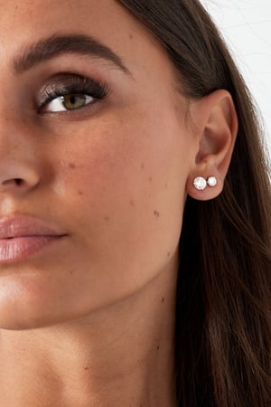 Ear studs round stone - Silver Color color h5 Picture4