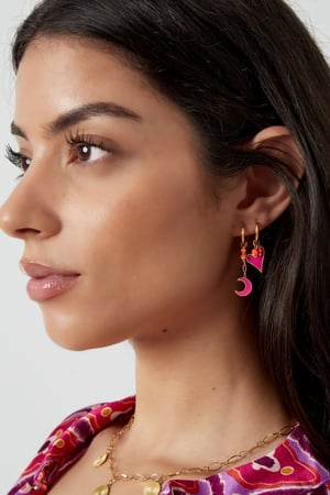 orecchino cuore con perline rosa h5 Immagine4