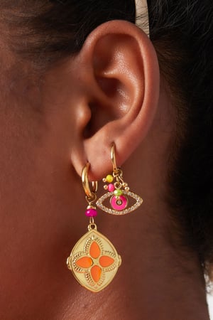 Orecchini zirconi & occhio colorato - Colore oro/arancio h5 Immagine3