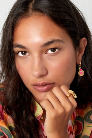 Ohrringe Münzanhänger mit Herz grün  h5 Bild4