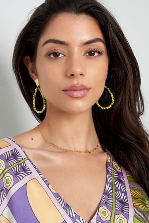 Earrings drop beads - Gold color/orange h5 Picture2