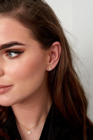 Orecchini a lobo doppia pietra - argento 925 h5 Immagine2