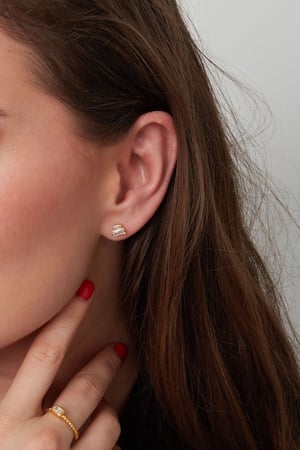 Orecchini a lobo doppia pietra - argento 925 h5 Immagine3