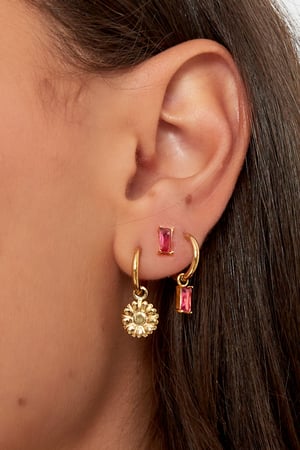 Earrings elongated stone - Gold color/white h5 Picture3
