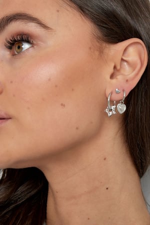 oorbellen hart bedel met streepjes h5 Afbeelding2