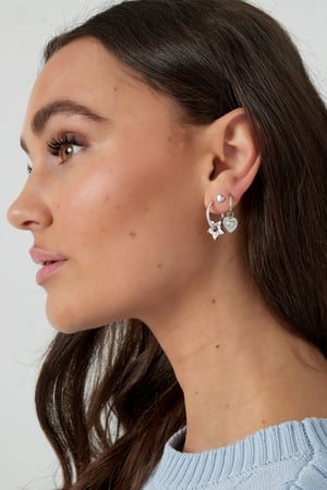 oorbellen hart bedel met streepjes h5 Afbeelding4