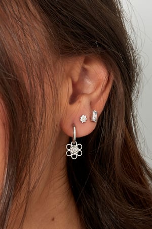 Earrings flower/rose charm - Silver Color color h5 Picture3