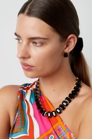 Oorsteker glamour - Goud kleur/fuchsia h5 Afbeelding2