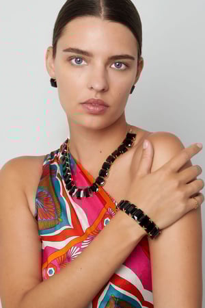 Oorsteker glamour - Goud kleur/fuchsia h5 Afbeelding4