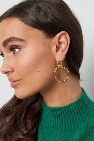 Earrings connected circles plain - Silver Color color h5 Picture4