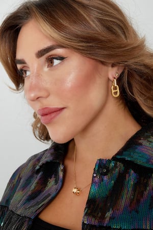 Earrings link with stones - Silver Color color h5 Picture2